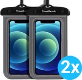 Travelhawk Waterdichte Telefoonhoesjes - Drybag Set van 2 stuks - Onderwater Hoesje Telefoon - Waterdichte telefoonzakje - Geschikt voor alle Smartphones - Ook voor paspoort & betaalpassen - Zwart