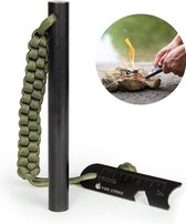 Fire Strike - Magnesium Staaf - Vuur Maker - Magnesium Stick - Vuurstarter - Vonken Maker Survival - 3 in 1 - Strijker - Magnesiumstaaf - Zwart / Groen