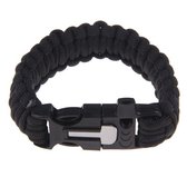 Outdoor Survival Paracord armband met vuursteen, alarmfluit en mes ZWART