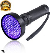 TIKKENS UV Lamp XXL - UV Zaklamp -100 Ultraviolet LED's - Blacklight Zaklamp - Detector Urine, Vals Geld, Overige Vlekken - incl. 6 AA Batterijen - 395nm