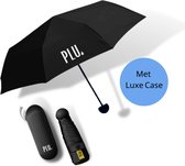 PLU - Paraplu - Opvouwbaar - Inklapbaar - Met Luxe Beschermhoes - Met Reisetui - Windproof - Fashionable - Lichtgewicht - Zwart