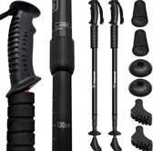 YUNICS® Wandelstok - Wandelstokken - Nordic Walking Stokken - Trekkingstokken - 2 stuks - Verstelbaar - Met verschillende opzetstukken - Zwart