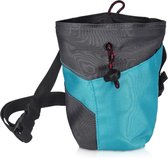 Navaris chalk bag - Krijttas voor boulderen en klimmen - Pofzak geschikt voor kalk en magnesium - Met trekkoord - Grijs/lichtblauw