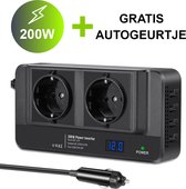 Akyol - Auto omvormer 12V naar 220/ 230V – 200W zuivere sinus golf – 2x 230V stopcontact – 4x 5V usb oplaadpoorten