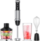 KitchenBrothers Staafmixer Set - Hakmolen - 4-in1 - 800W - 600ML - RVS