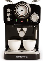 CREATE Thera Retro Express Koffiemachine - Zwart - Gemalen koffie - Espresso - Cappuchino - Machiato - Americano