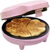 Bestron Wafelijzer voor klassieke hartwafels, Wafelmaker voor wafels in hartvorm, met indicatielampje & antiaanbaklaag, retro-design, 700 Watt, kleur: roze