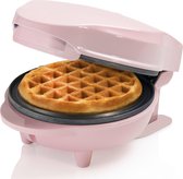 Bestron mini-wafelijzer voor klassieke wafels, wafelijzer met antiaanbaklaag, voor kinderfeestjes, Familiefeest, Pasen of Kerst, retro design, 550 Watt, kleur: roze