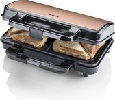 Bestron XL Tosti ijzer voor 2 Tosti's, Tosti apparaat met antiaanbaklaag & indicatielampje, 1000W, kleur: koper