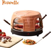 Emerio PO-116124.1  - Pizzarette - 8 Persoons - Pre-bake functie - Handgemaakte terracotta koepel - 8 Geïsoleerde bak spatels - RVS bakplaat - Warmhoud functie