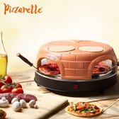 Emerio PO-115847.1 - Pizzarette - 4 Persoons - Pre-bake functie - Handgemaakte terracotta koepel - 4 Geïsoleerde bak spatels - RVS bakplaat