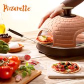 Emerio PO-115985 - Pizzarette - 4 persoons - Handgemaakte terracotta koepel - 4 Geïsoleerde bak spatels - RVS bakplaat - Cool touch