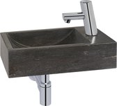 Saqu Nature Collection Fontein - Hardsteen - Rechts - 40x22x10 cm - voor Toilet / WC