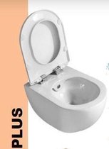 Creavit design ophang wc met rvs sproeier (bidet) Rim Off  glans wit