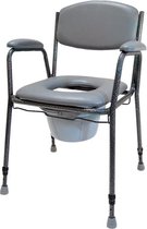 In hoogte verstelbare toiletstoel / postoel / WC stoel met zachte zitting. Tot 130 kg belastbaar.