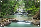 Waterval in het bos - Tuinposter 120x80 - Wanddecoratie - Landschap - Natuur