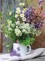 PB-Collection - Tuinschilderij - Wild flower Bouquet - 50x70cm - Wilde bloemen - Stilleven - Boeket - Tuin decoratie - Schilderij buiten - Canvas - Tuin poster - Tuinposter