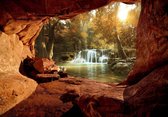 Fotobehang Vlies - Waterval - Natuur - Bruin - 368x254cm (bxh)