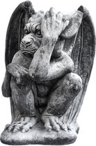 Tuinbeeld reuze Gargoyle (Grijs/gepattineerd) - Decoratie voor binnen/buiten - Beton