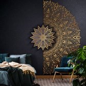 Fotobehangkoning - Gouden Mandala - Vliesbehang - 254 x 184 cm