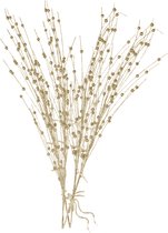 Kerstversiering gouden glitter kunsttak 76 cm met LED verlichting batterijen - Warm wit - Kerstdecoratie - Kunstbloemen/kunsttakken/kunstplanten