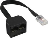 Telefoon splitter 1x RJ11 (m) - 2x RJ11 (v) / zwart - 0,10 meter