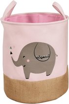 By Baboo Olifant Opbergmand Babykamer - 35cm x 40cm - Roze Jute