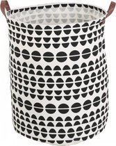 By Baboo Rondjes Wasmand Babykamer - 40cm x 50cm - Zwart - Wit