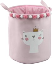 By Baboo Poes Pompons Opbergmand Babykamer - 35cm x 40cm - Roze