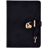 dagboek met goud slot zwart 80 vel  inclusief alpaca sleutelhanger