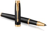 Parker IM-rollerballpen | Zwarte lak met gouden afwerking | Fijne penpunt | Zwarte inkt | Geschenkverpakking