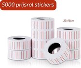 Ding li prijsrol stickers prijsrollen,etiketten wit - 21 x13 mm 10 rol krimp 5000 stuks