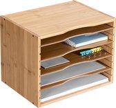 Navaris bamboe bureau organizer tray - Houdt je tafelblad opgeruimd - Voor magazines, brieven en schrijfwaren - Bamboehout 5 laags