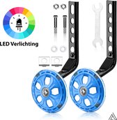 ARTIVIZION Universele Zijwieltjes - Incl. Installatie Set - Led Lichtjes - Kinderfietsaccessoires - Extra Ondersteuning en Stabiliteit - Geschikt voor 12/14/16/18/20 Inch Kinderfiets - Jongens en Meisjes - Blauw