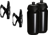 2x Tacx Bidon - 2x M-wave Bidonhouder - Drinkfles - Drinkbushouder - Drinkbushouder voor Fiets