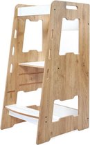 Minera® - Naturel Learning Tower - keukentoren - keukenhulp - leertoren Montessori - Opstapje - Antislip Opstapje - Kindertrap - Leertoren peuters - Leer toren - Naturel Learning Tower