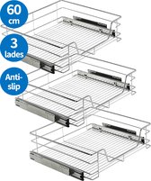 TomorrowNow® SO-Hi - 3-Delige Set Inbouw Schuiflades Voor Keukenkast - 60 cm - Met ComfortSlide Geleiderails - Met Antislip