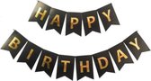 Happy Birthday Slinger Feest Versiering Verjaardag Versiering Vlaggenlijn Feest Decoratie Zwart & Goud - 1 Stuk