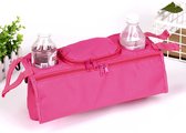 Organizer kinderwagen - Bekerhouder - Flessenhouder - Luiertas kinderwagen - Universeel - Buggy organizer - Fleshouder - Donker Roze