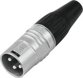 Hicon HI-X3CM-V XLR-connector Stekker, recht Aantal polen: 3 Zwart, Zilver 1 stuk(s)