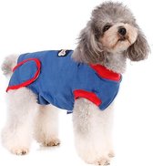 Honden Romper voor na de operatie Blauw/Rood Maat XS -  Operatie shirt - Operatie romper