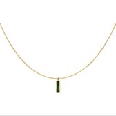 Gouden ketting - groen bedeltje - fijn - stainless steel - roestvrijstaal