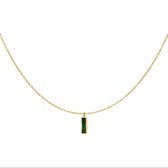 Gouden ketting - groen bedeltje - fijn - stainless steel - roestvrijstaal