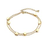 Armband dames met hartjes 18k goud verguld- Met geschenkverpakking - 15cm t/m 21cm