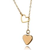 Lumici® | Hart In Hart Ketting - Dubbel Hart Ketting - Dubbele Hart Ketting - Hartje - Cadeau Voor Vrouwen - Moederdag Cadeau - Valentijn - Liefde - Verrassing - Goud & Zilver