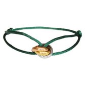 Tricolor Armband - Satijn Groen - Bedels Goud/Zilver/Rose - Dames - Lieve Jewels
