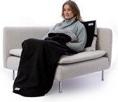 Belieff® (M) Cozy deken – dikke deken – voetenzak & handzak - fleece plaid – warmtedeken – Bovendeken – Elektrische bovendeken – warmtedeken draadloos - (heating element niet inbegrepen) - Zwart