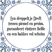 Tegeltje met Spreuk (Tegeltjeswijsheid): Een druppeltje Dreft tussen piemel en pruim, garandeert vlottere liefde en een bakkes vol schuim + Kado verpakking & Plakhanger