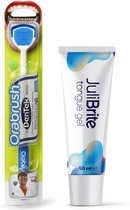 JuliBrite® Tong Gel (50ML) & Tongschraper - Reinigt Witte Tong Aanslag - Tegen Slechte Adem - Met Zink & CPC - Tongreiniger Set - Halitose & Beslagen Tong