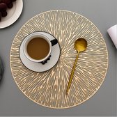 Gouden- Placemats - Rond - 38 cm - 4 stuks - Onderlegger - Hitte bestendig - Goud - Luxe uitstraling - Open gewerkt